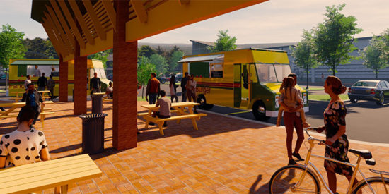 Rendering of the food truck plaza