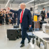 President Donald J. Trump waves as he leaves the stage following the ribbon cutting ceremony October 17, 2019, at the Louis Vuitton Workshop- Rochambeau in Alvarado, Texas. (Official White House Photo by Shealah Craighead)